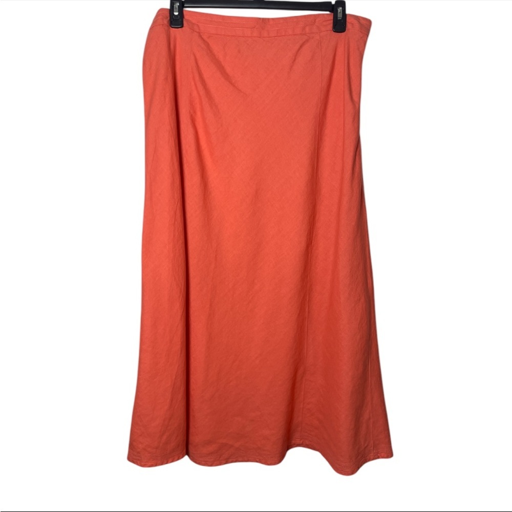 L.L. Bean Women’s 100% Linen Maxi Skirt Burnt Orange Size 18 Coastal Boho Chic